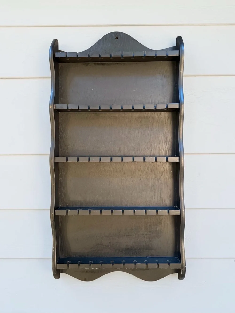 Primitive Wood Black Wall 50 Spoon Rack Display Rustic Cottagecore Kitchen READ